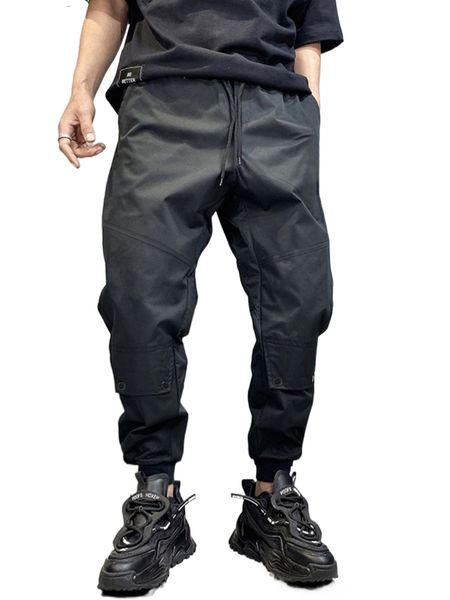 

men drawstring waist cargo pants y5sm#, Black