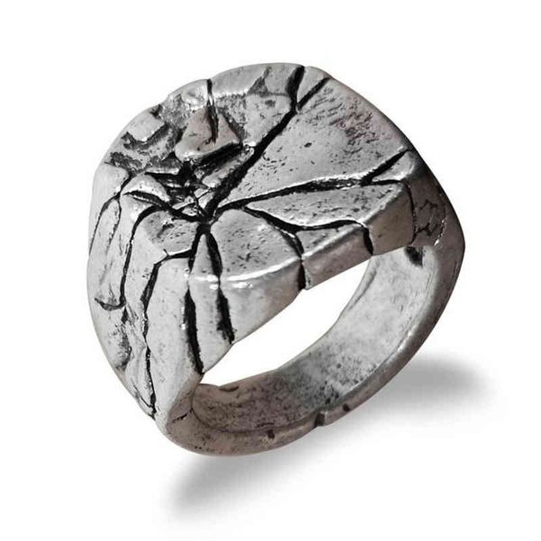 

cluster rings vintage personality design alloy crack men square ring classic punk rock party jewelry 220422, Golden;silver