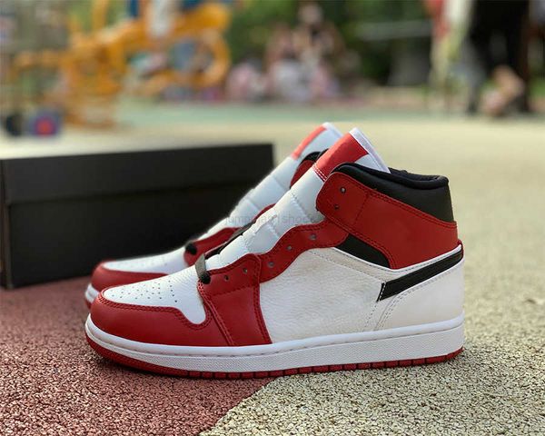 

shoes jumpman 1 mid 1s white red women fashion trainers sneakers sports come