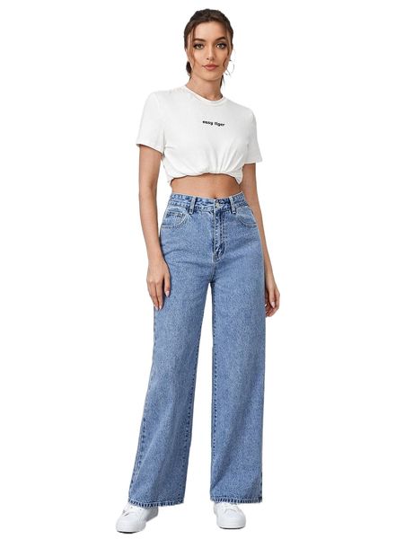 

blues slant pocket wide leg jeans z2gd#, Blue