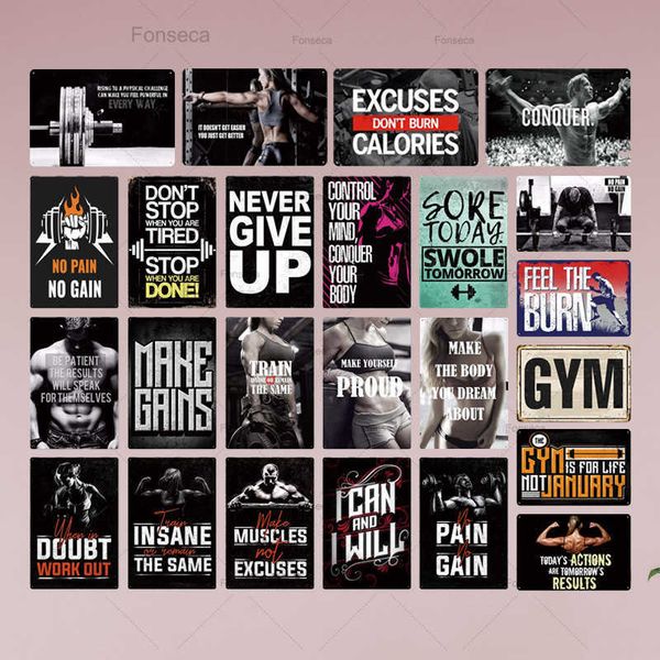 

gym sign metal poster plaque metal work out wall decor for man cave gym tin sign decorative plate