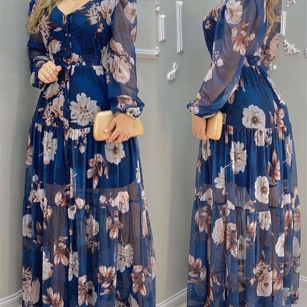 

casual dresses women's summer blue printed chiffon dresswith lining 220913, Black;gray