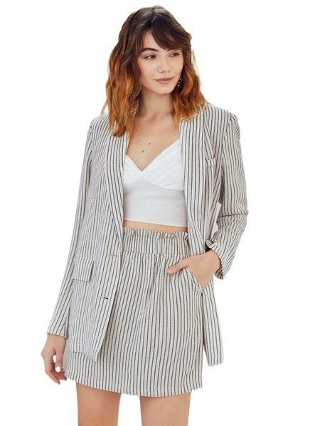 

striped paperbag waist skirt b7kn#, Black