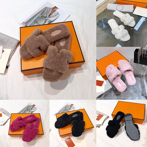 

designer wool slippers autumn winter indoor high-end plush slippers brand warm comfortable soft black white slipper