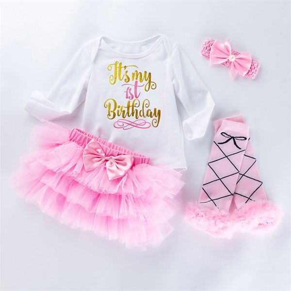 Baby Mädchen Kleidung Set geboren Baumwolle Bodys + Tutu Rock + Beinlinge + Stirnband 4 teile/sätze Kleinkind Party Kleidung Geburtstag Geschenke 220509