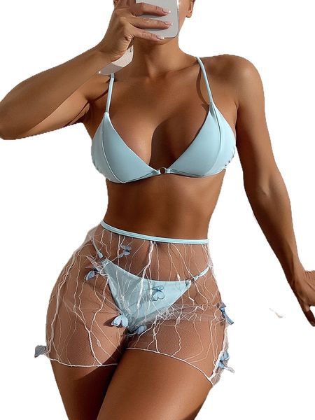 

plain micro triangle bikini swimsuit & beach skirt 693d#, White;black