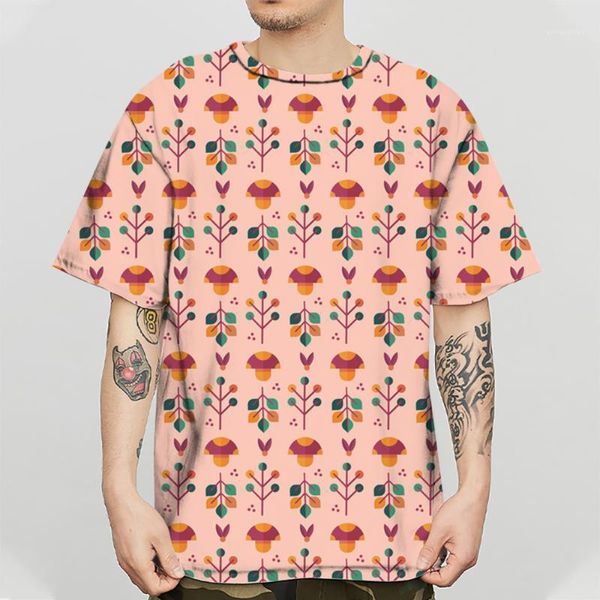 Homens Camisetas 2022 Verão 3D Floral Padrão Pequeno Impressão Retro T-shirt Tendência Projeto Multifuncional tamanho extra grande kawaii