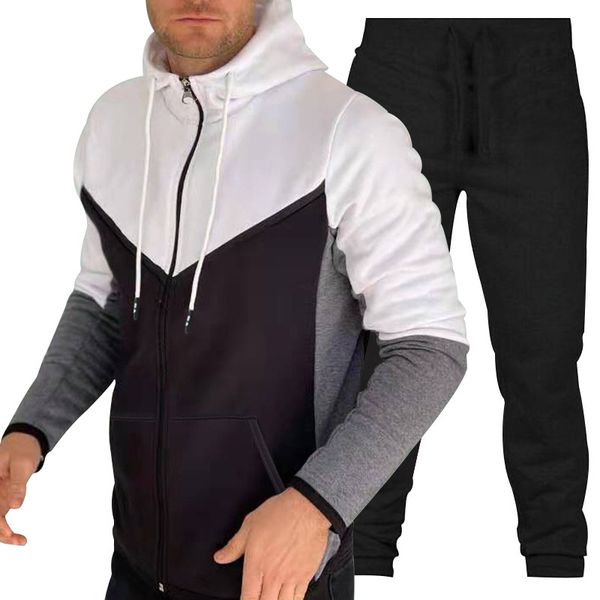 

mens tracksuits sportswear jackets with pants choice hoodie tracksuit casual jogger suit 2 piece set training set tech wear asian size comfo, Gray