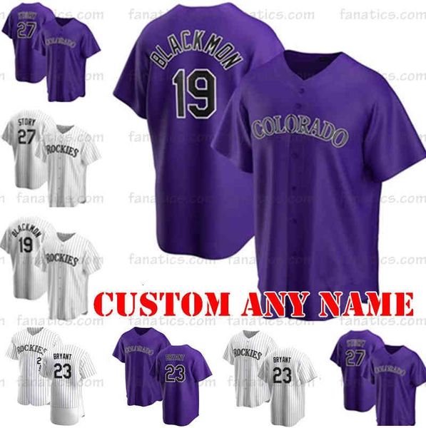

#23 kris bryant jerseys nolan arenado charlie blackmon trevor story scott obergbase daniel murphy jon gray and mcmahon custom baseball, Black