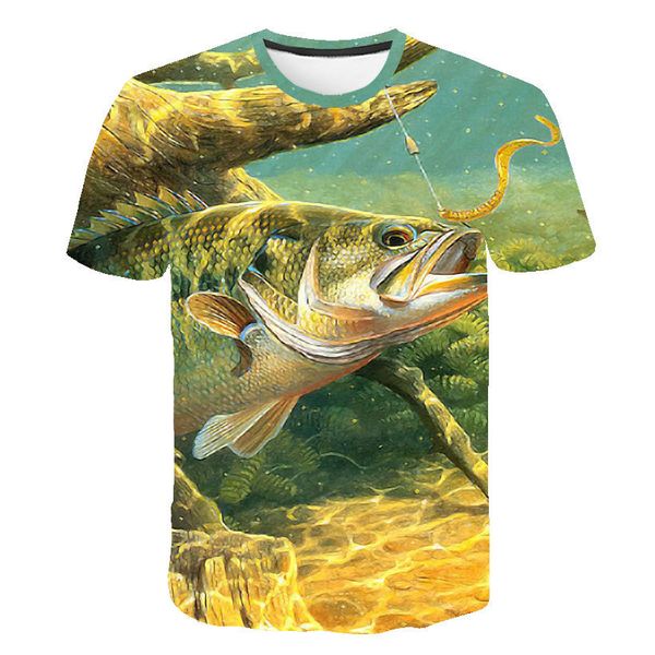 

men's t-shirts summer the latest 2022 fish outdoor t-shirt men 3d cool print fishing short collar casual poissons, White;black