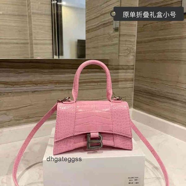 

balencaigass handbags italy handbag bag female family b crocodile calf crescent hourglass portable messenger bag high-end luxury handbag 4zf