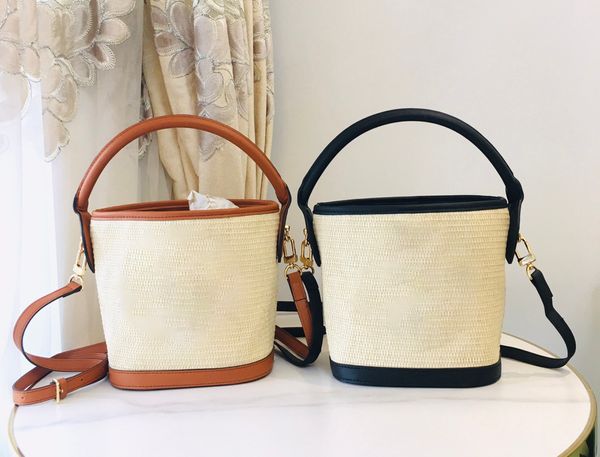 Bolsa feminina de palha de praia, casual, de rattan, feminina, de vime, de grande capacidade, feminina, bucket, carteira, carteira de viagem 9808