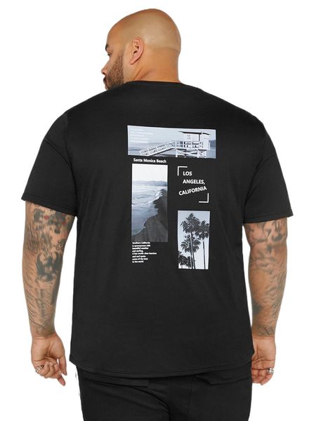 

extended sizes men scenery & slogan graphic tee b7xj#, White;black