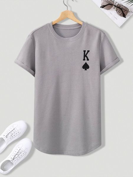 

men letter & playing card print tee k7rn#, White;black