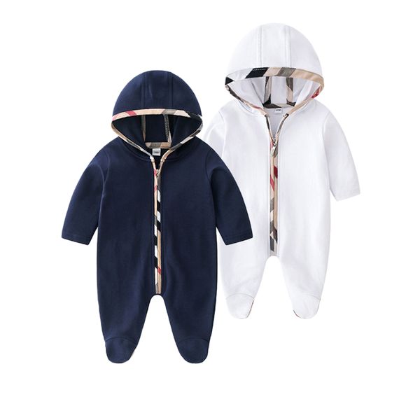 Весенняя и осенняя одежда для новорожденных, детские комбинезоны для мальчиков и девочек, комбинезон с длинными рукавами и капюшоном, дизайнерские комбинезоны для младенцев, одежда