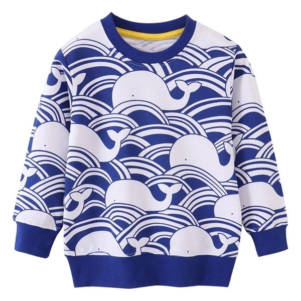 

jumping meters arrival boys girls sweatshirts selling cotton toddler kids animals print childrens clothes hooded 220721, Blue