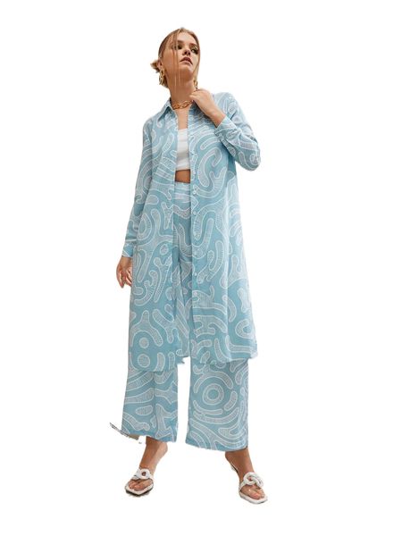 

x gincko graphic print longline blouse h9ol#, White