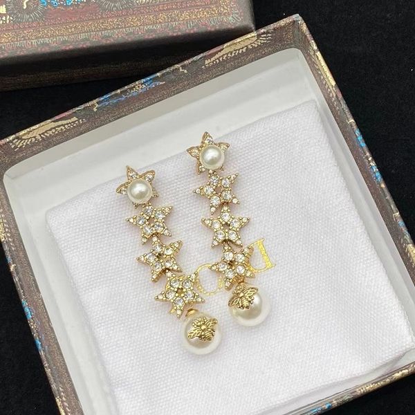 

d home di of diamond tassels star earrings fashion personality temperament trendy female, Golden