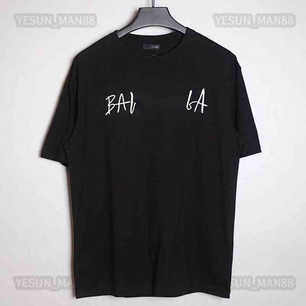 

designer luxury spring summer balencaigas classic hand-painted sketched signature t shirt mens and womens couple loose short sleeve tee, White;black