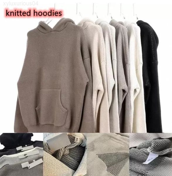 

a designer fog letter essential hoodies hooded knitted sweater men women knits sweaters essentials hoodie sweatshirt long pullover, Black