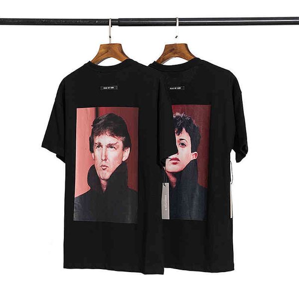 

men's t-shirts figure on the back of fog print loose large european fashion brand short sleeve t-shirt 31kd, White;black