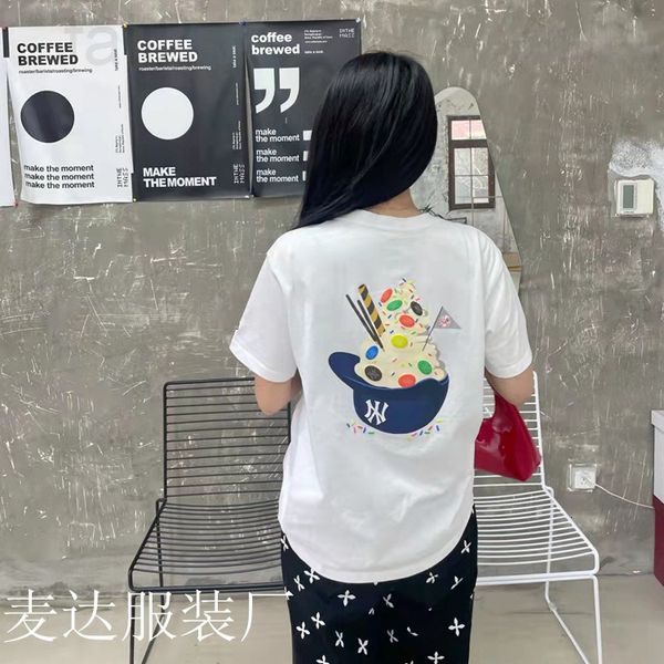 

women's t-shirt designer korea mlb men's and women's 22 summer new short sleeve back ice cream printed loose casual couple t-, White