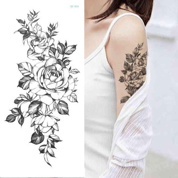 Adesivo sexy per tatuaggi Adesivi tatoo Fiore Rosa Schizzi Disegni Bady Art per ragazze Modello Tatuaggi Braccio Gamba