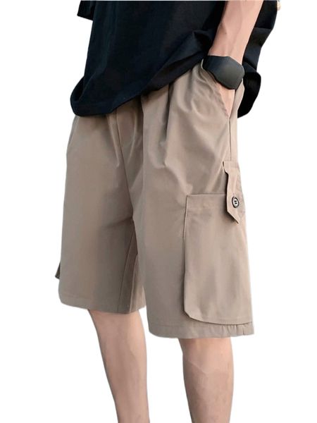 

men solid pocket patched shorts t8j8#, White;black