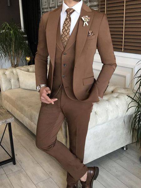 Herrenanzüge Blazer 2022 Brown für Männer lässige Hochzeit Blazer Sommer Schlanker Fit Jacket Coat Pant Design Kostüm Homme Terno Maskulino Custom