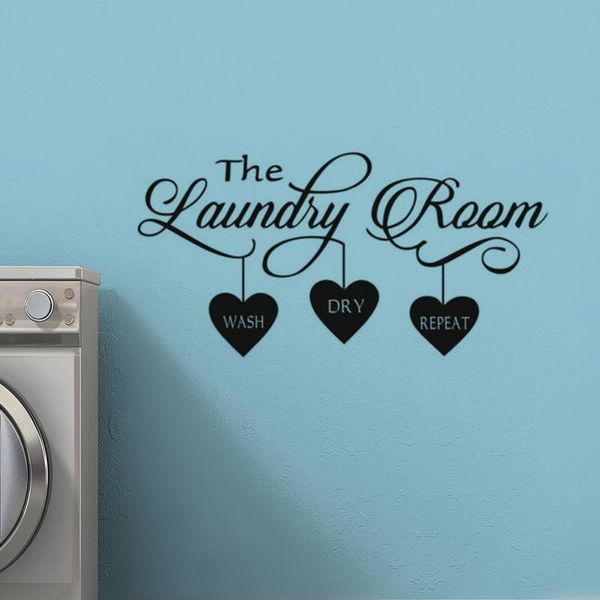 Adesivi murali Lavare a secco Ripetere la scritta The Laundry Room Sign Decal Shop Art Poster Decor