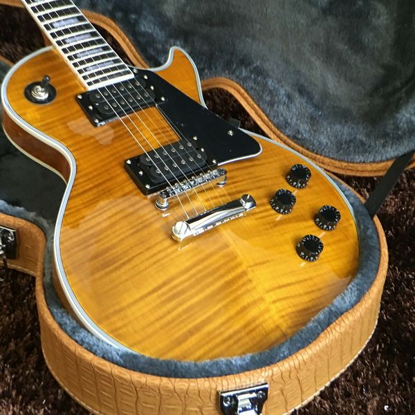 

yellow tiger patch leather standard electric guitar