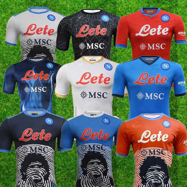 

21 22 ssc napoli soccer jerseys halloween lozano osimhen insigne limited edition football shirt maglia mertens dark blue maradona 2021 2022, Black;yellow