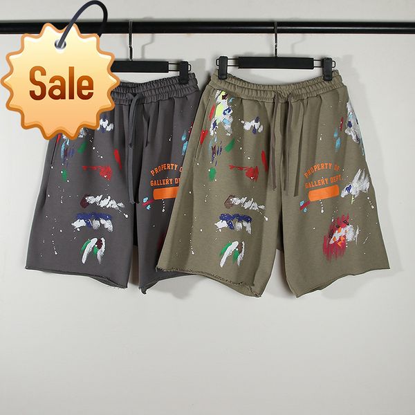 

2022 fashion brand design men women with the same style factory direct sales men's women's h-painted graffiti letter shorts loose, White;black