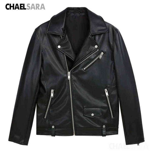

spring autumn men black faux leather jacket casual zipper biker coat t220810