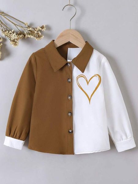 

toddler girls heart print color block blouse she, White;black
