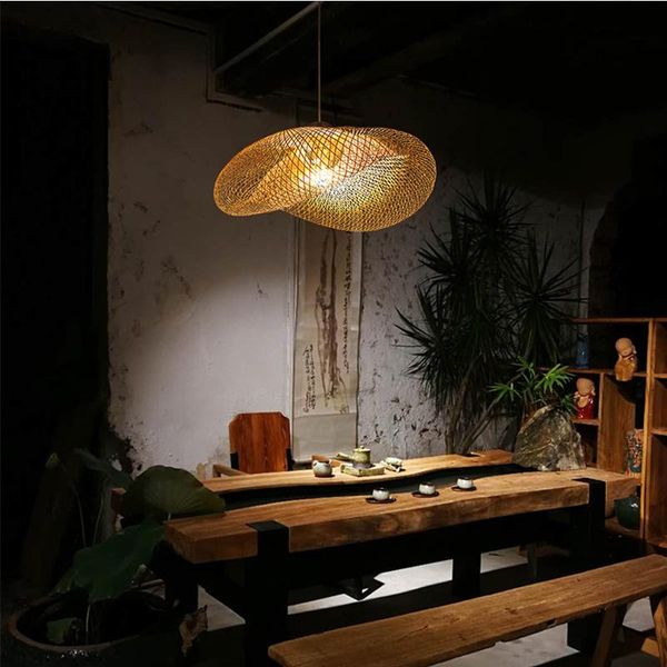 Pendelleuchten Handgewebte Bambus-Kronleuchterlampe, chinesisches Teehaus, Zen-Garten, Bed & Breakfast, südostasiatischer Stil, japanisches RestauraPendant