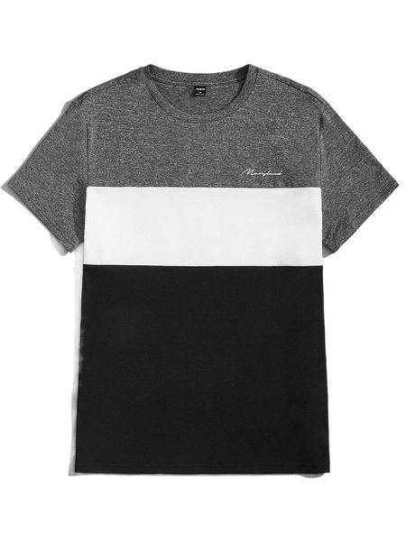 

men letter graphic colorblock tee p1mc#, White;black