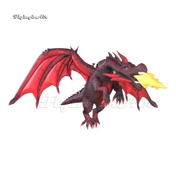 Iluminação personalizada Red Dragon Infire Dragon Balão de 2,5m/4m de Halloween pendurado soprar dragão voador do mal para decoração de festa do clube