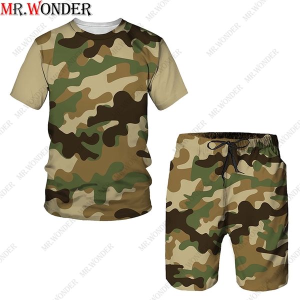 

mr wonder tracksuits camouflage mens tracksuit shorts male sportswear jogging sport clothes t shirt men s clothing 220620, Gray