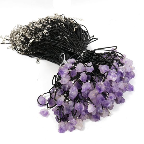 

crystal bulk wholesale natural crystal pendant amethyst rough stone necklace, Silver