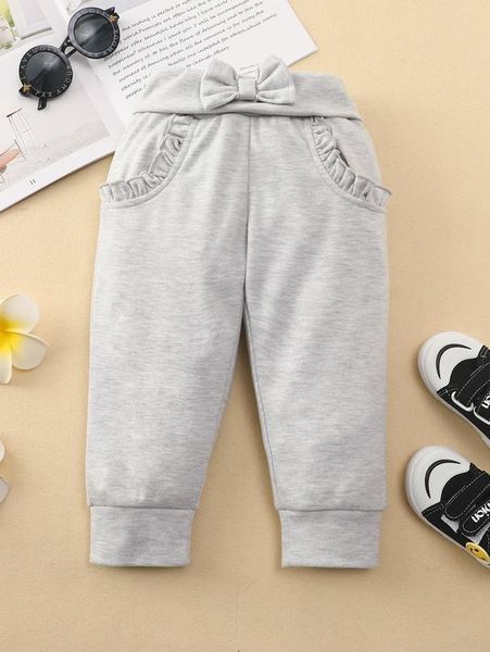 

baby frill trim bow front pants she, Blue