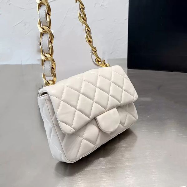 

aa22ss 20cm classic mini flap peach black white bags thick gold chain ghw shoulder turn lock purse luxury designer france womens quilted out