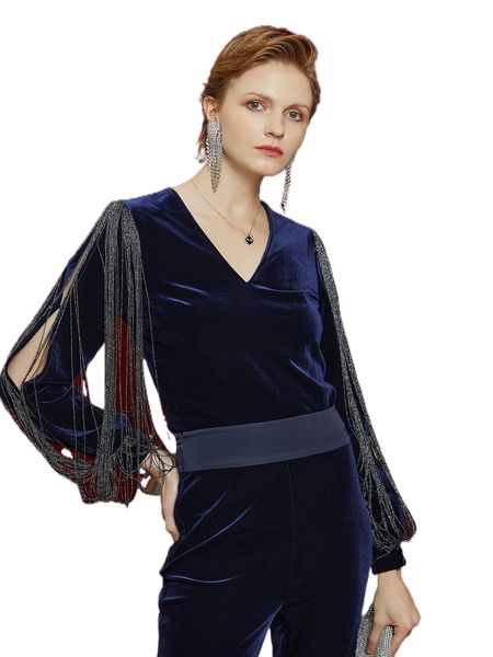 

velvet split sleeve bodysuit k64k#, White