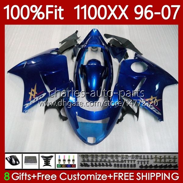 Spritzgusskörper für HONDA Blackbird CBR1100 CBR 1100 XX CC 1100XX 96-07 114No.50 CBR1100XX Glänzend blau 1996 1997 1998 1999 2000 2001 1100CC 02 03 04 05 06 07 Verkleidung