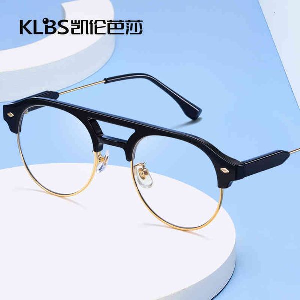 

sunglasses double beam anti blue light flat lens tr mixed metal men's and women's frame fashion round face covering piso, White;black