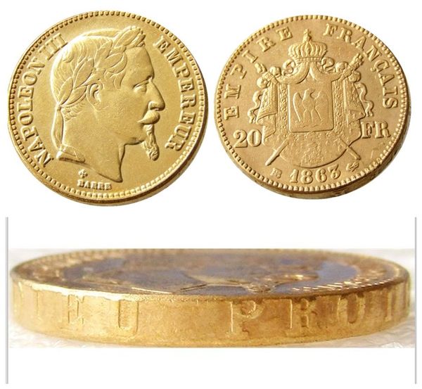 Francia 20 Francia 1863B Copia placcata in oro Moneta decorativa Produzione di stampi in metallo Prezzo di fabbrica