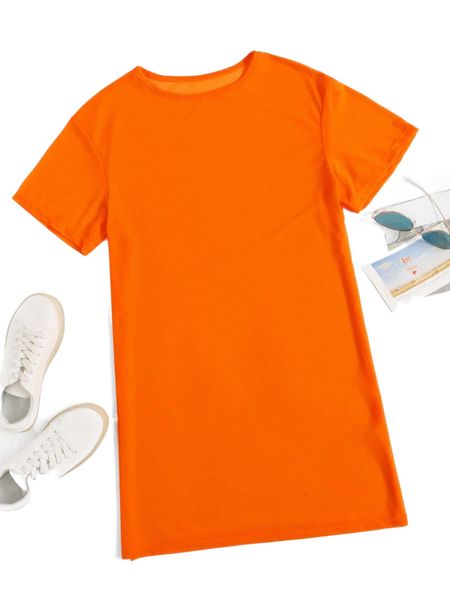 

neon orange drop shoulder sheer mesh dress n9xl#, Black;gray