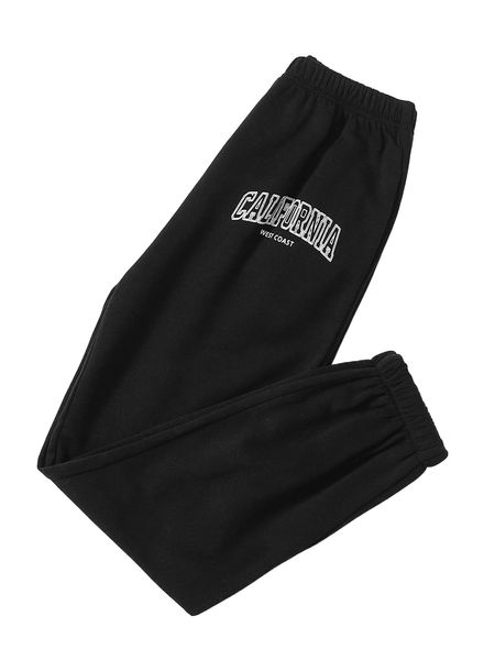 

letter graphic elastic waist sweatpants p5u3#, Black;white
