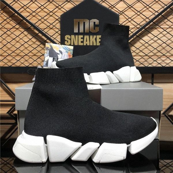 

designer fashion paris sock shoes plate-forme sneaker mens womens original speed trainer casual shoe socket slip-on black white outdoor snea