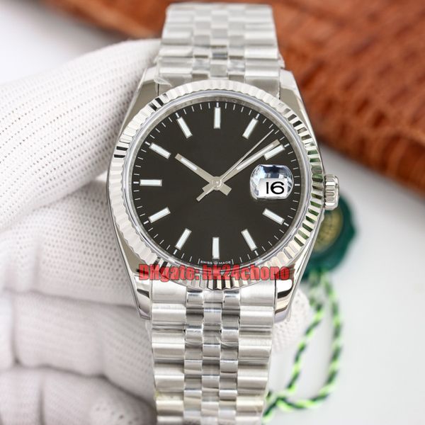 

tw factory watches 36mm 126234 date eta 2836 automatic womens mens watch black dial stainless steel bracelet ladies gents wristwatches, Slivery;brown